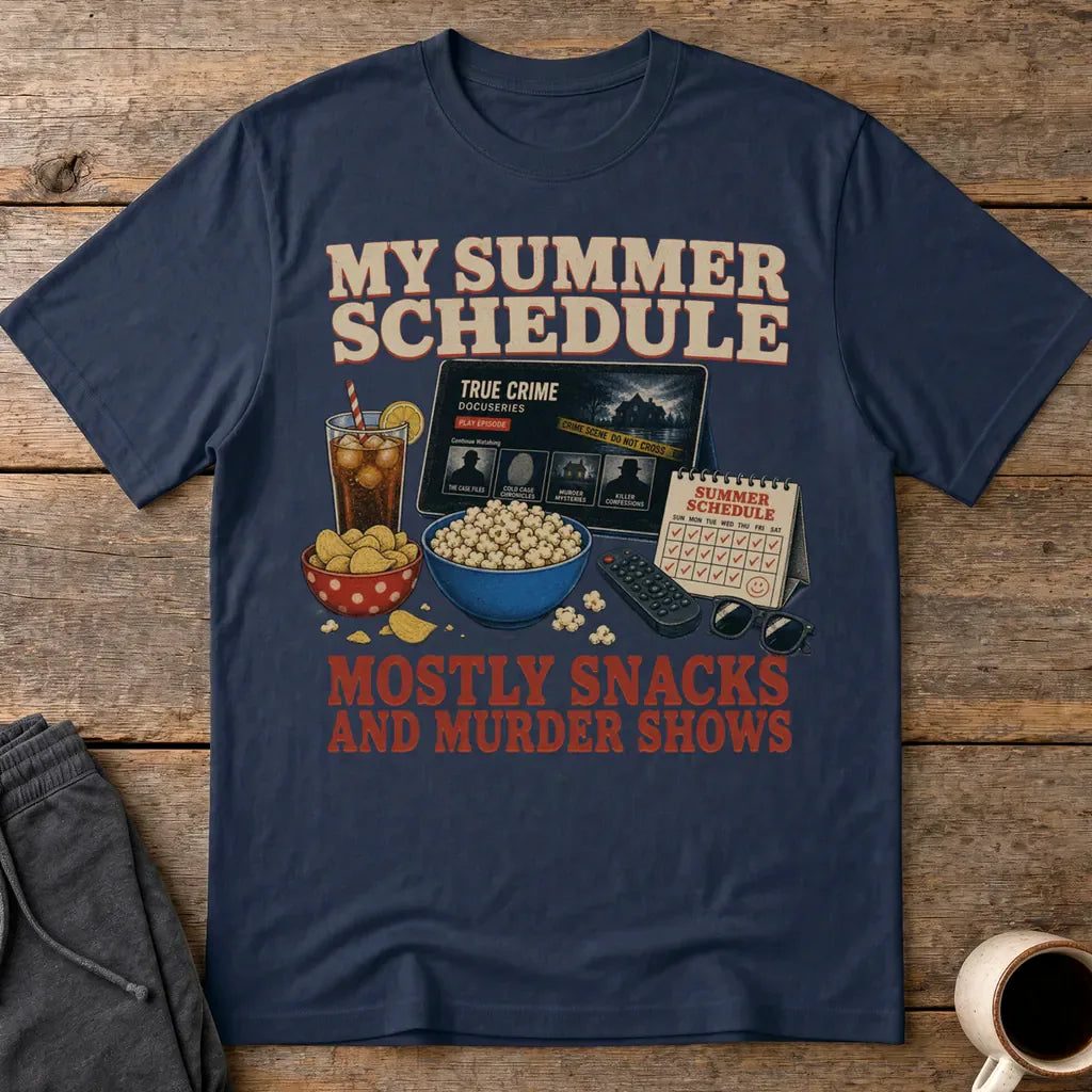 Summer Snacks & Murder Shows T-Shirt - Navy