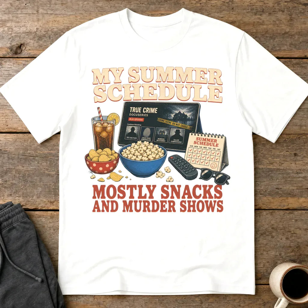 Summer Snacks & Murder Shows T-Shirt - White