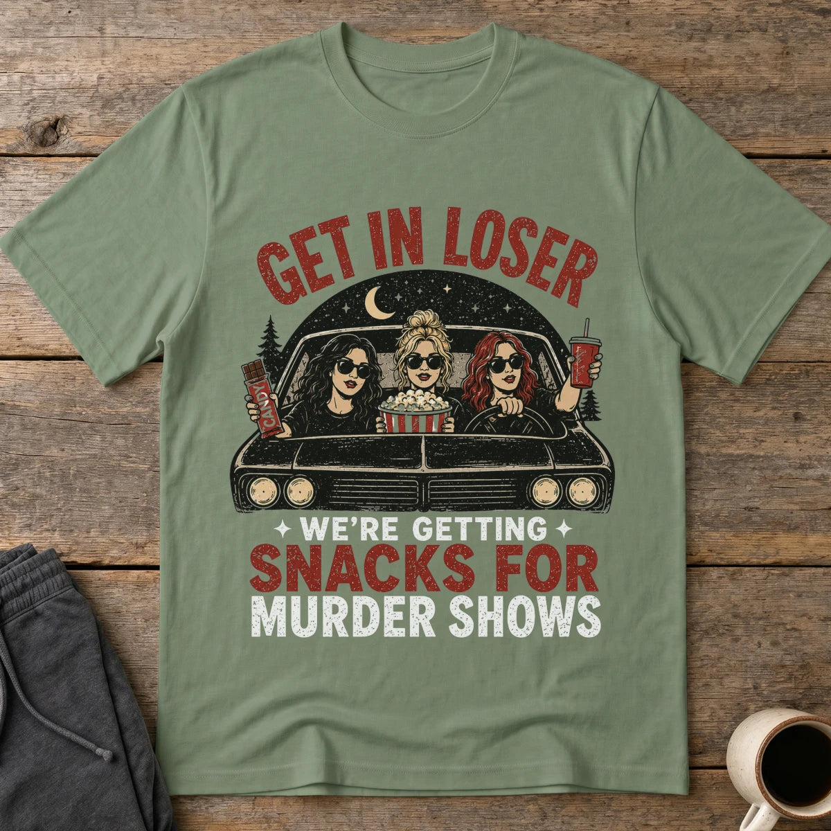 GIL, We're Getting Snacks T-Shirt - Military Green