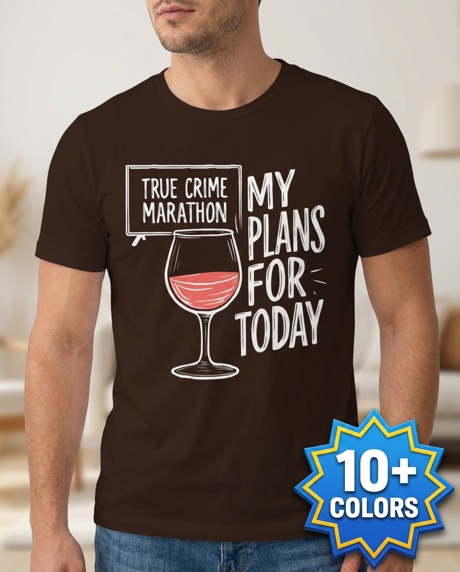 True Crime & Wine Plans T-Shirt_badge