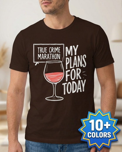 True Crime & Wine Plans T-Shirt_badge