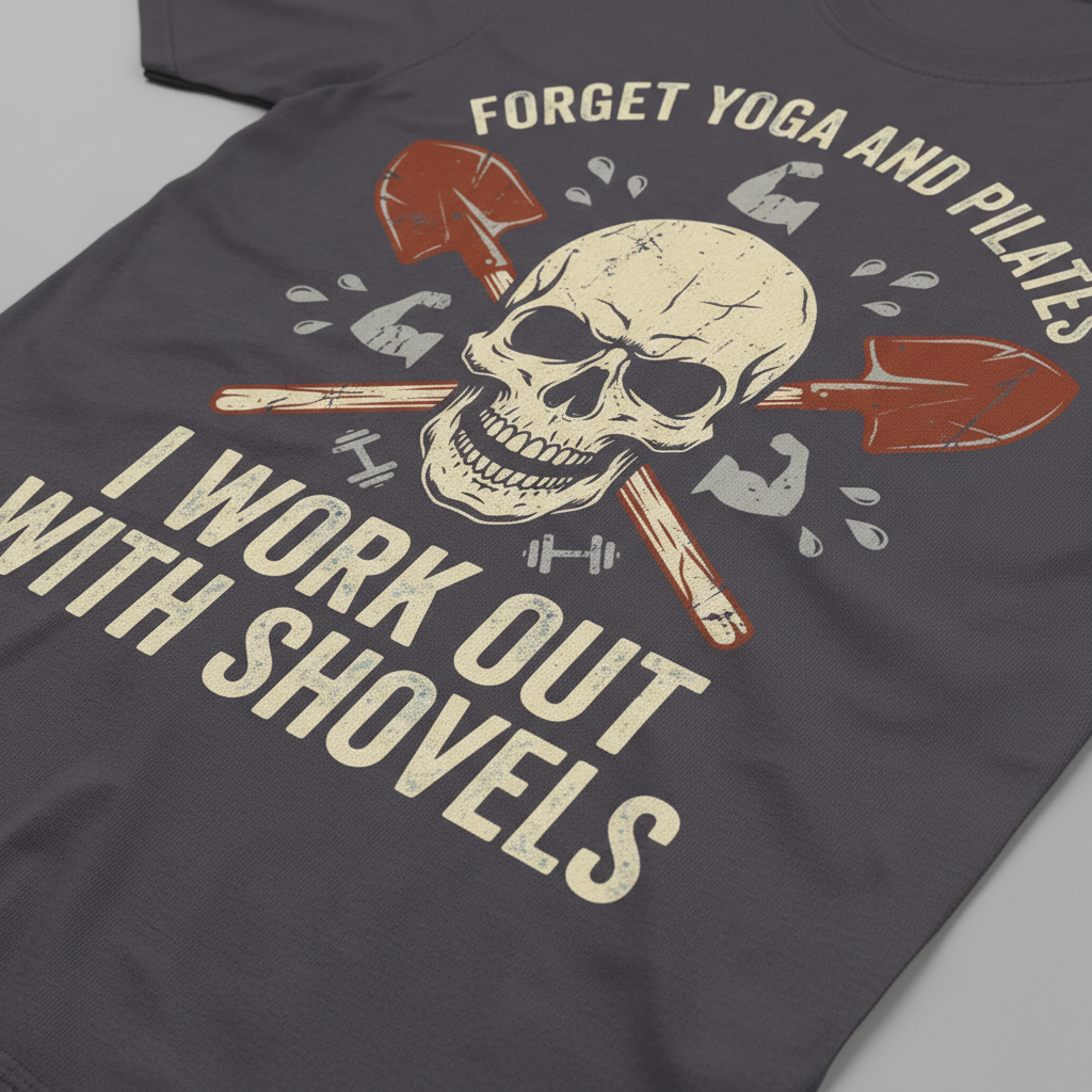 Shovel Workout Skull T-Shirt__detail