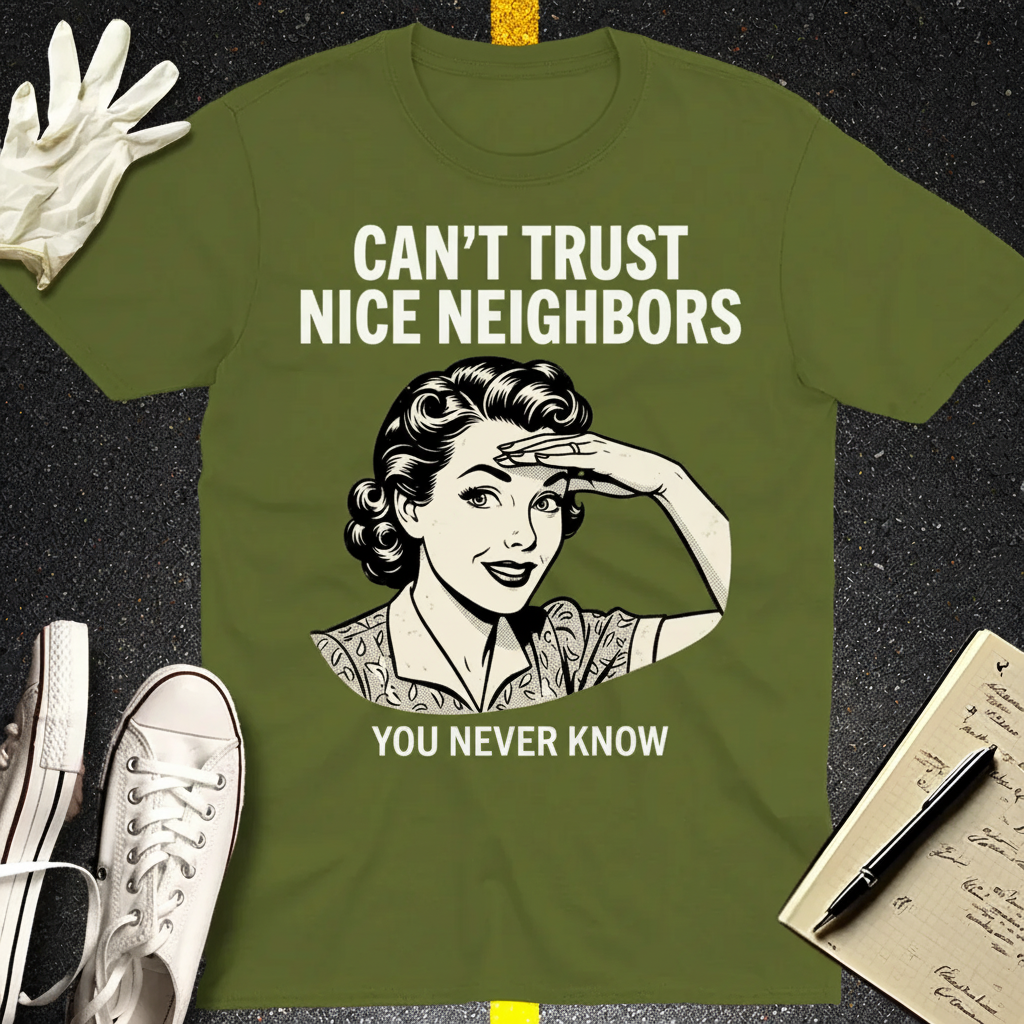 Can't Trust Nice Neighbors T-Shirt_3_model