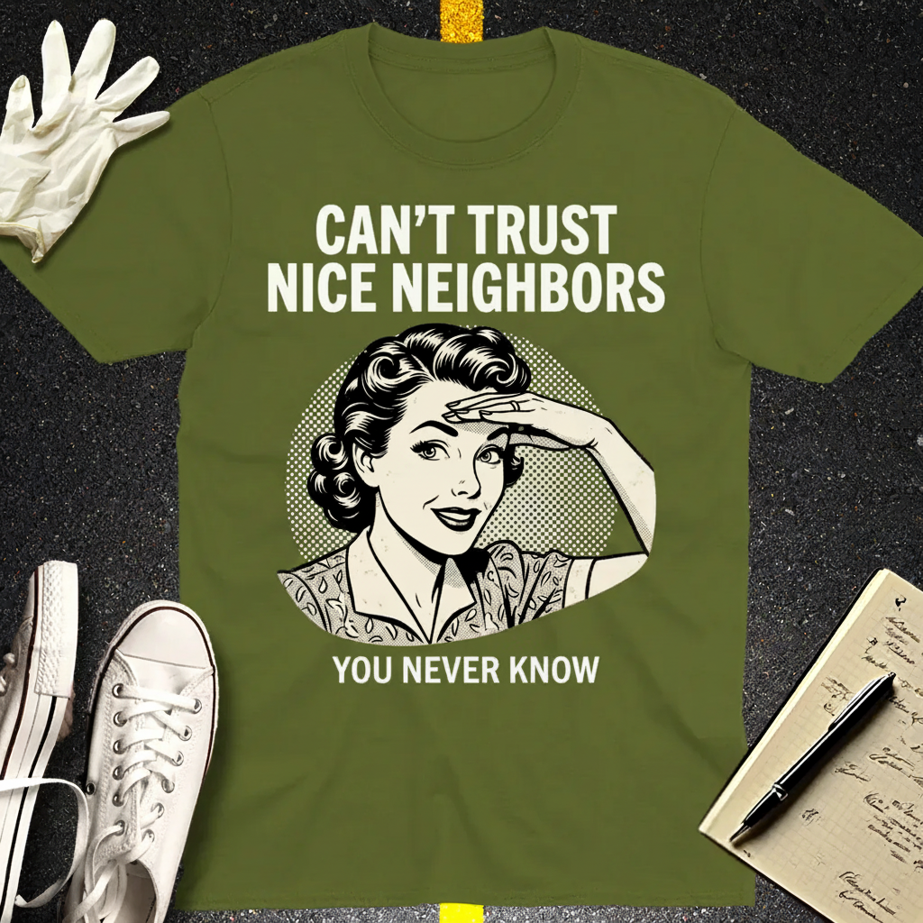 Can't Trust Nice Neighbors T-Shirt_3_model