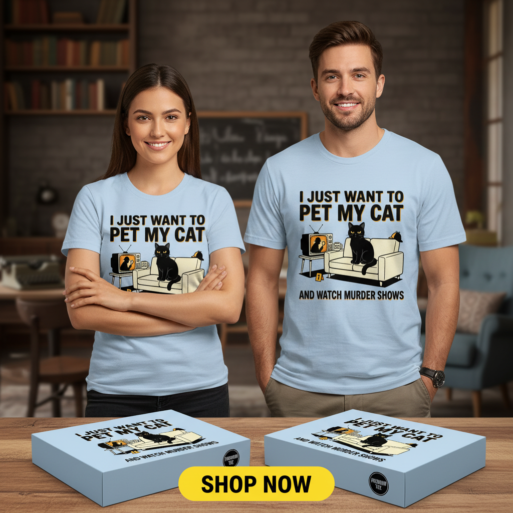 Pet My Cat and Watch Murder Shows T-Shirt_dual_lifestyle