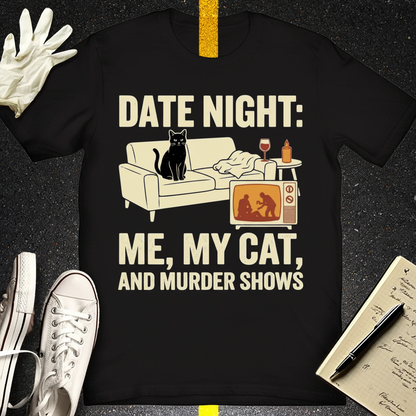 Me, My Cat & Murder Shows T-Shirt_dual_lifestyle