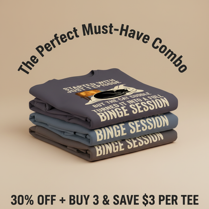 Cat Cuddle Binge Session T-Shirt_stacked_promotion