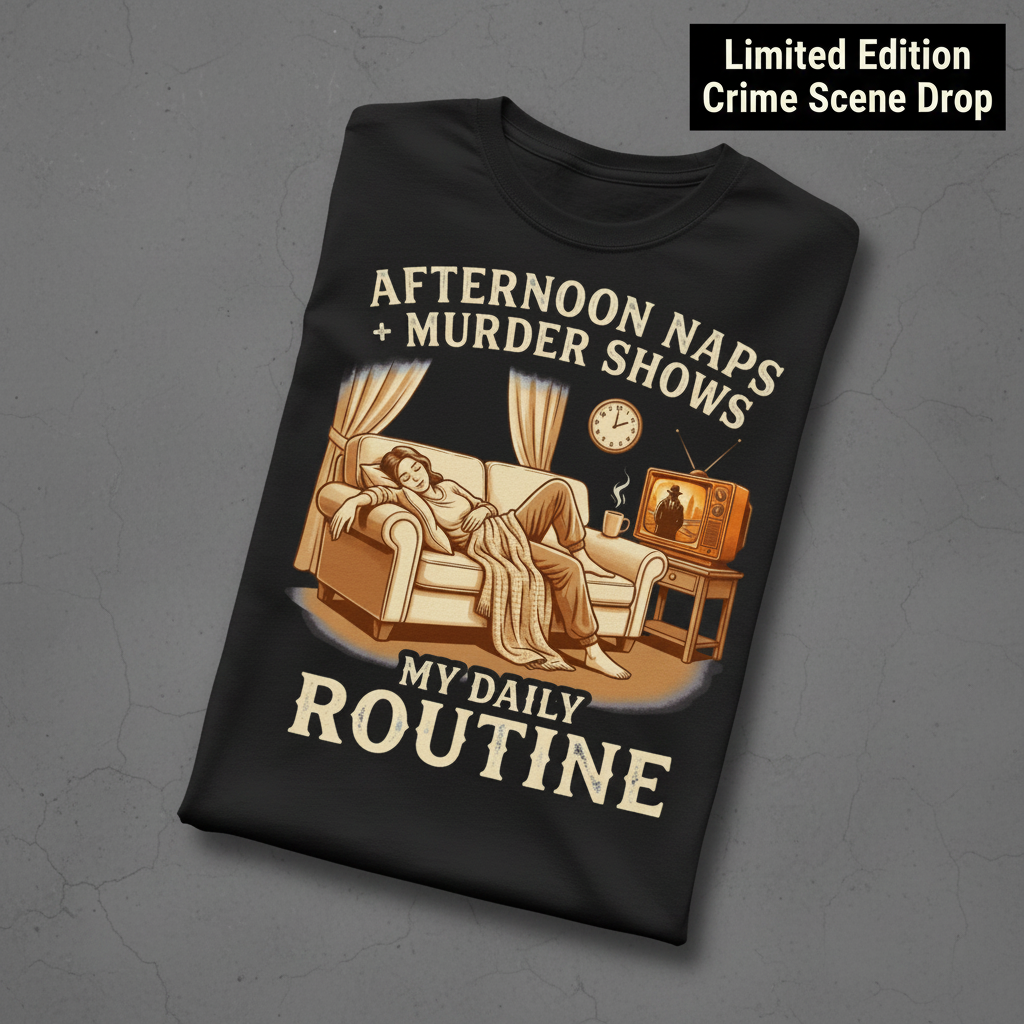 Afternoon Naps & Murder Shows Routine T-Shirt_fold_tilt