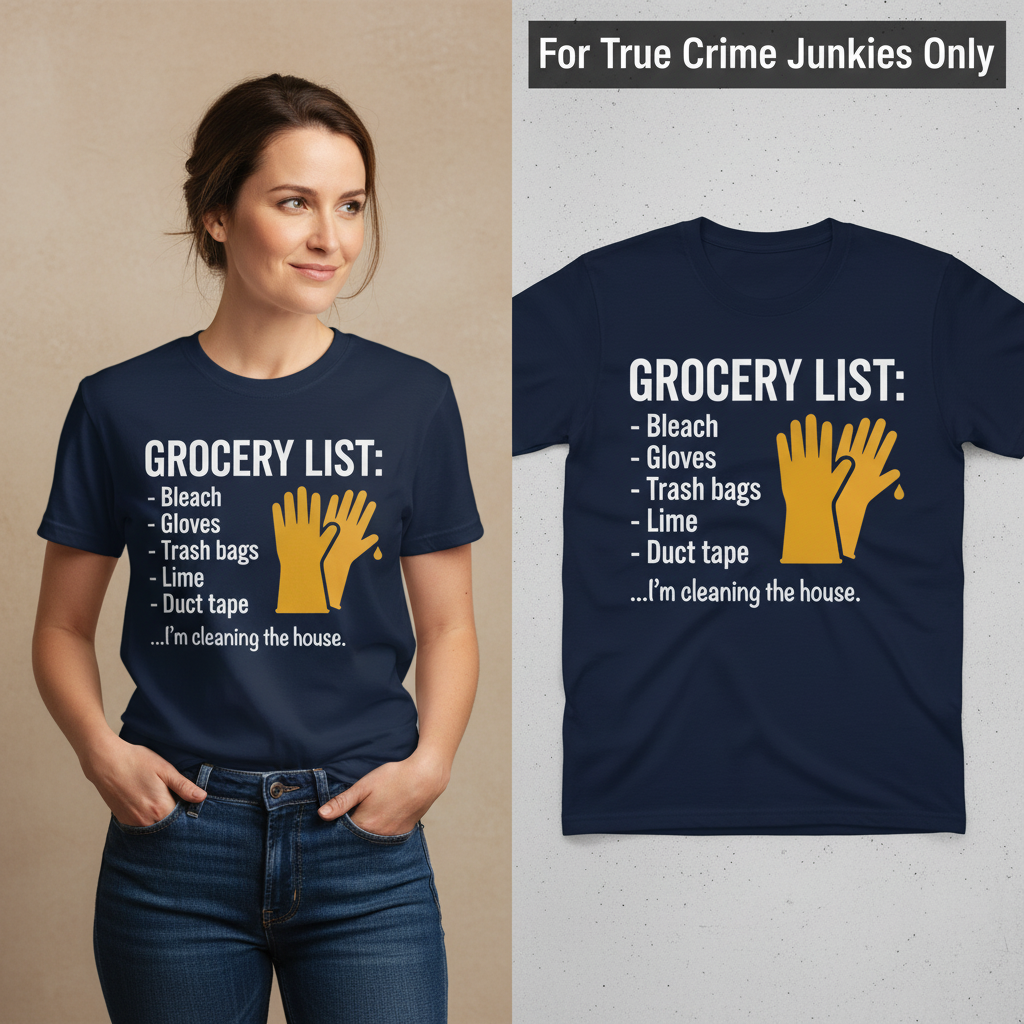 Grocery List Crime Humor T-Shirt_model_flat