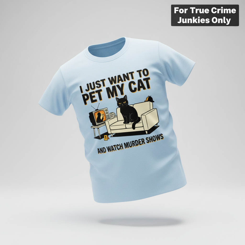 Pet My Cat and Watch Murder Shows T-Shirt_3d_float