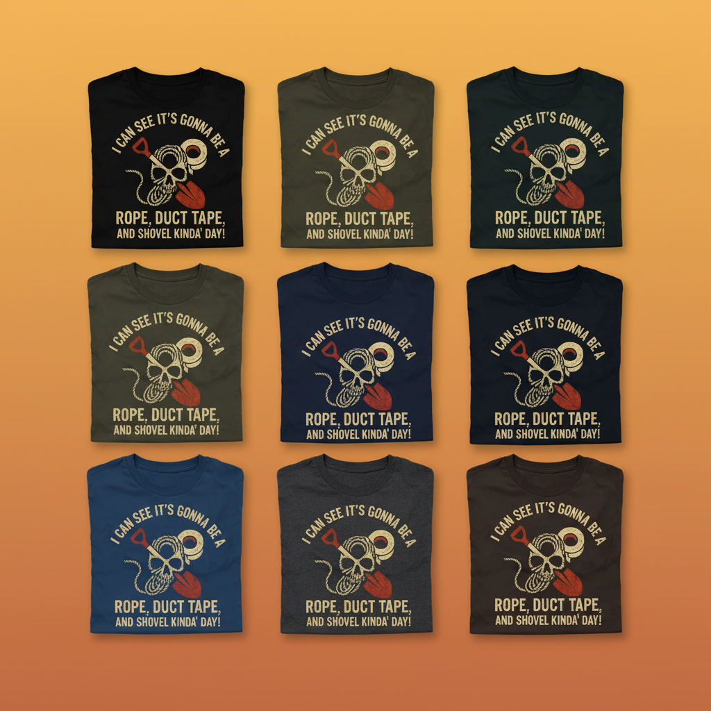 Rope, Duct Tape & Shovel T-Shirt_6color_grid