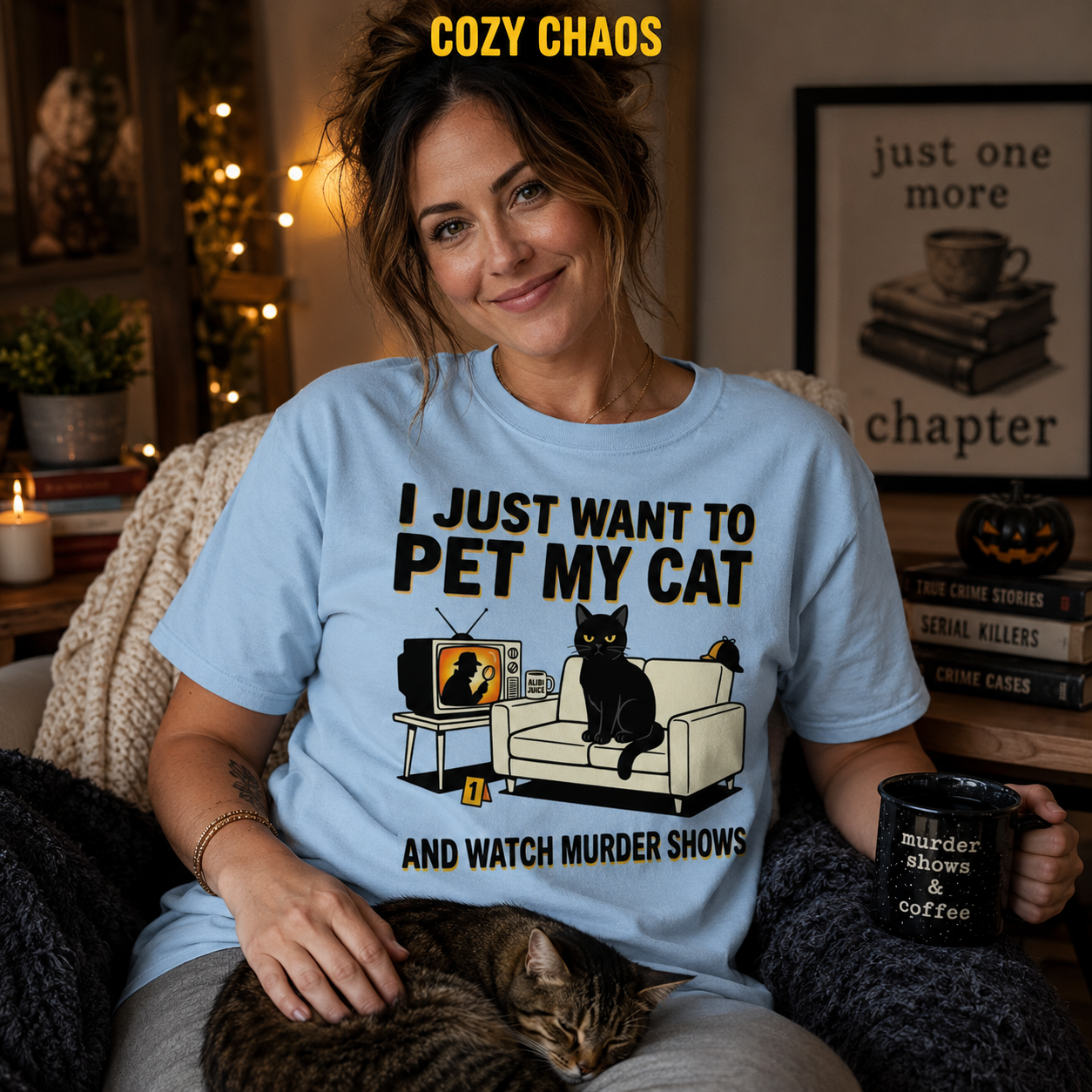 Pet My Cat and Watch Murder Shows T-Shirt_ls_prop