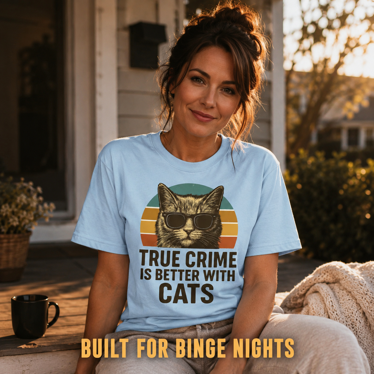 True Crime Cat Vibes T-Shirt_ls_golden