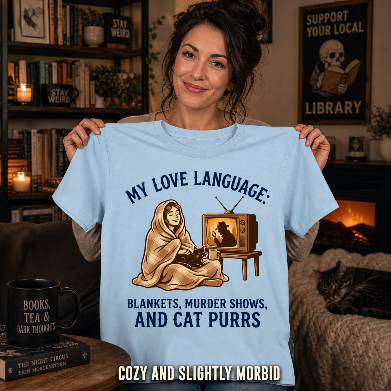 Cozy Murder Show Cat Lover T-Shirt_ugc_holdup