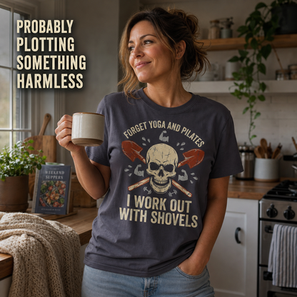 Shovel Workout Skull T-Shirt_ls_indoor