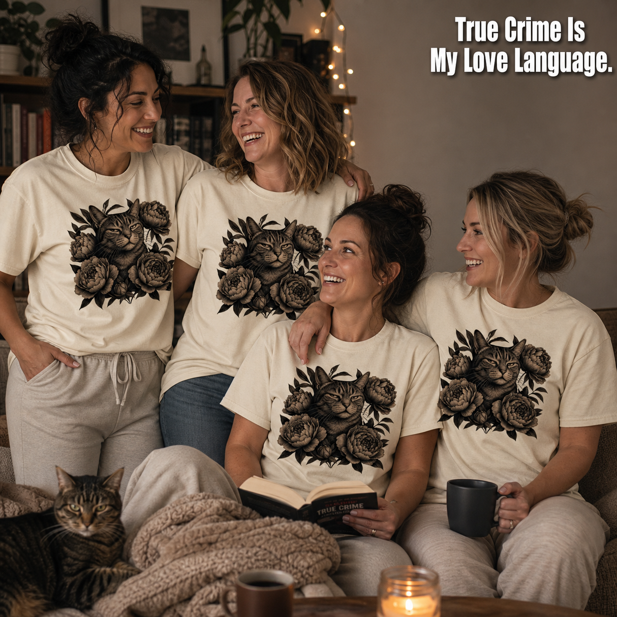 Judging Floral Cat T-Shirt_group_shot