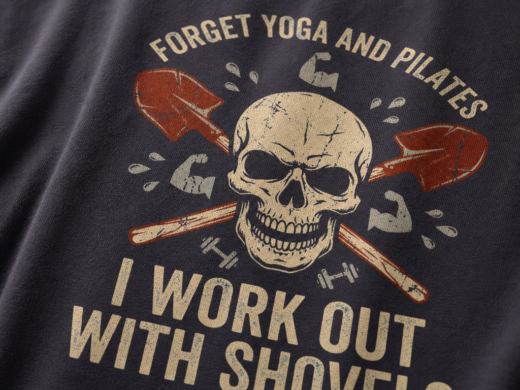 Shovel Workout Skull T-Shirt_macro_detail