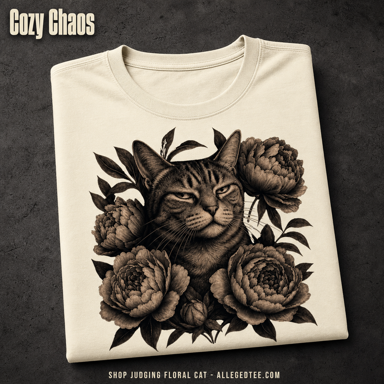 Judging Floral Cat T-Shirt_fold_tilt