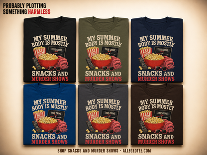 Snacks and Murder Shows T-Shirt_6color_grid