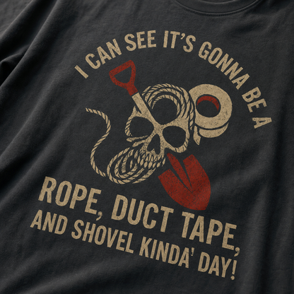 Rope, Duct Tape & Shovel T-Shirt_macro_detail