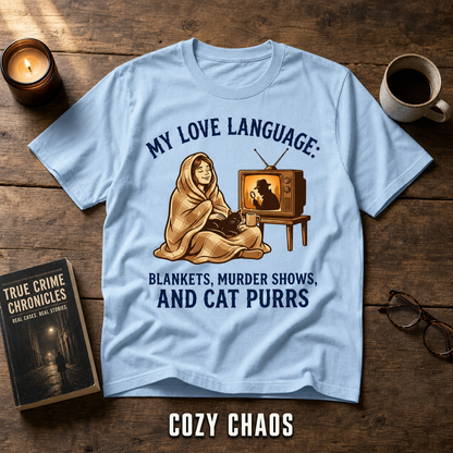 Cozy Murder Show Cat Lover T-Shirt_style_flat