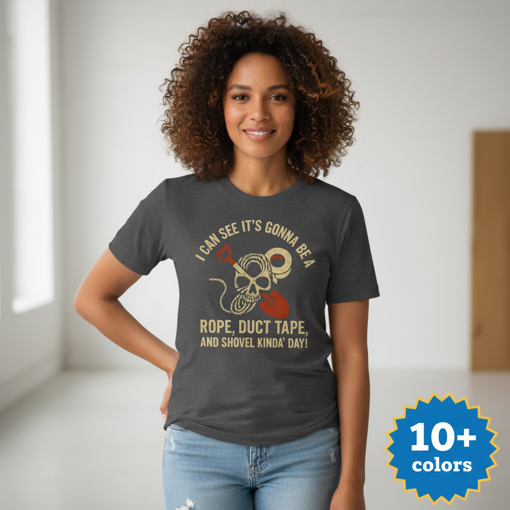 Rope, Duct Tape & Shovel T-Shirt_badge