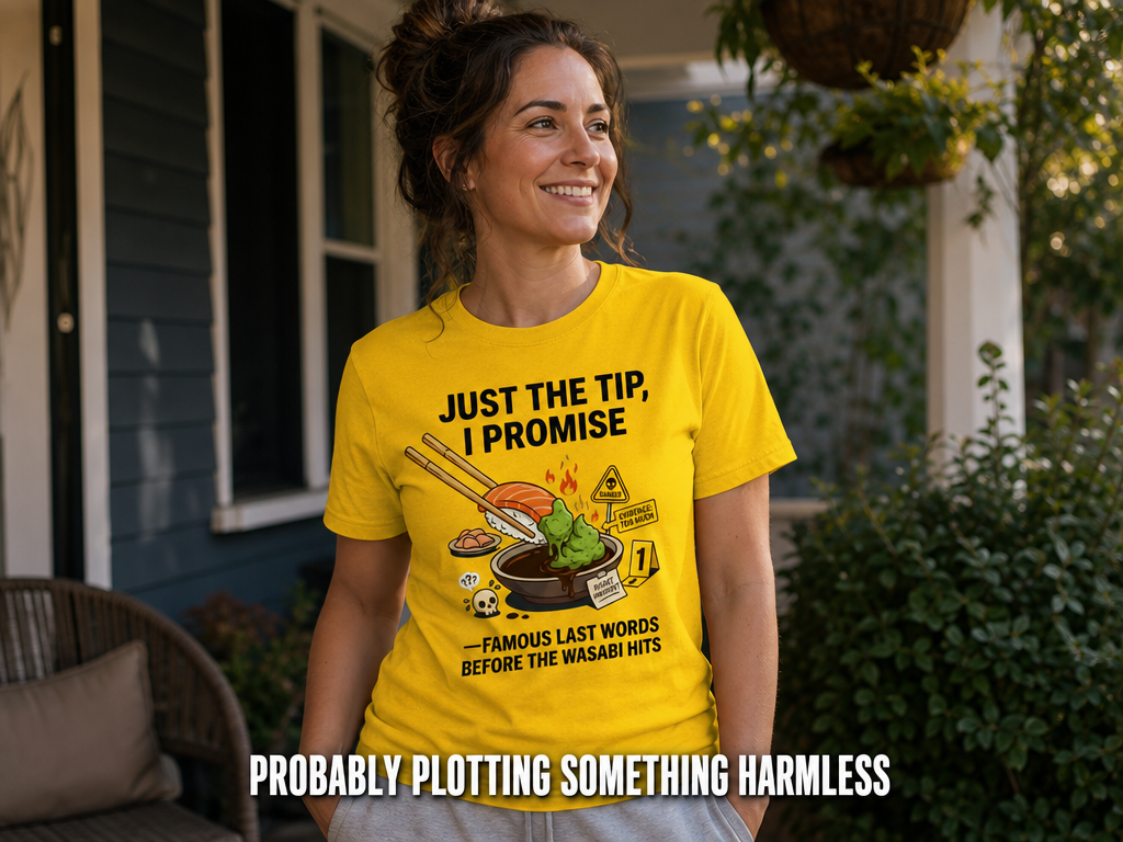 Just the Tip Wasabi Warning T-Shirt_active_outdoor