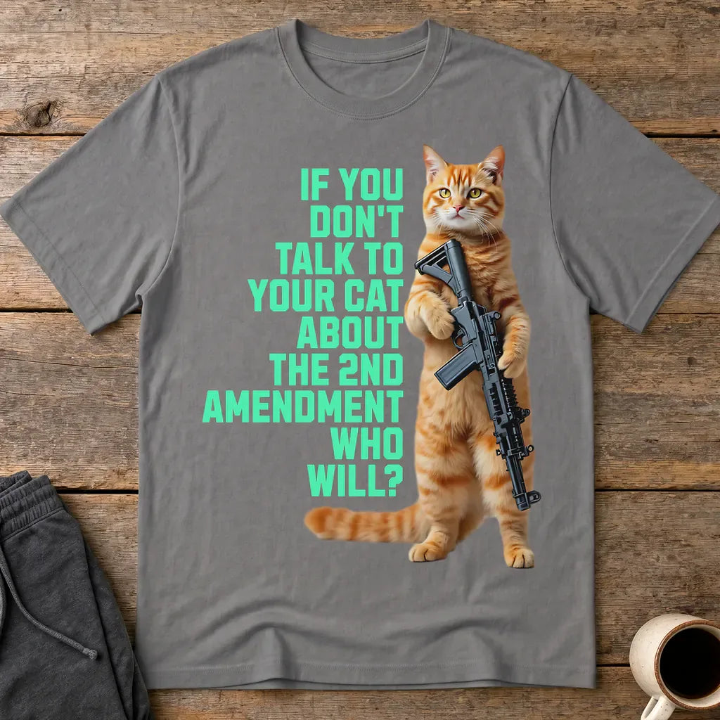 Armed & Purrpared - 2nd Amendment Cat T-shirt - Charcoal