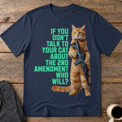 Armed & Purrpared - 2nd Amendment Cat T-shirt - Navy