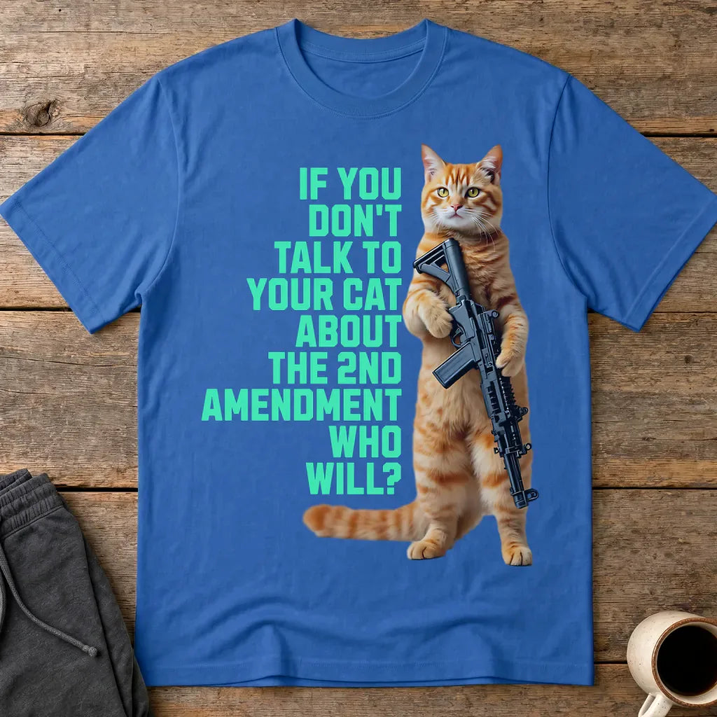 Armed & Purrpared - 2nd Amendment Cat T-shirt - Royal