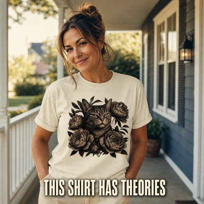 Judging Floral Cat T-Shirt_active_outdoor
