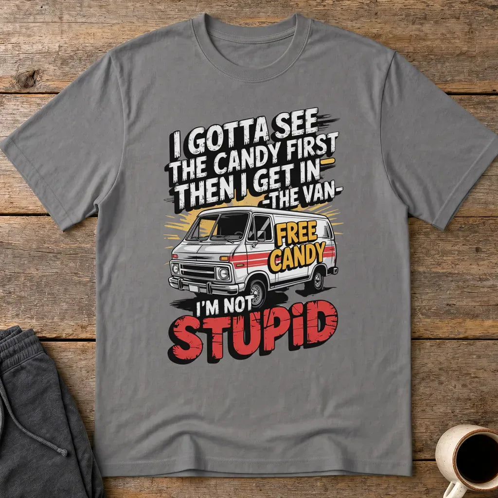 Not Stupid Candy Van T-Shirt - Charcoal