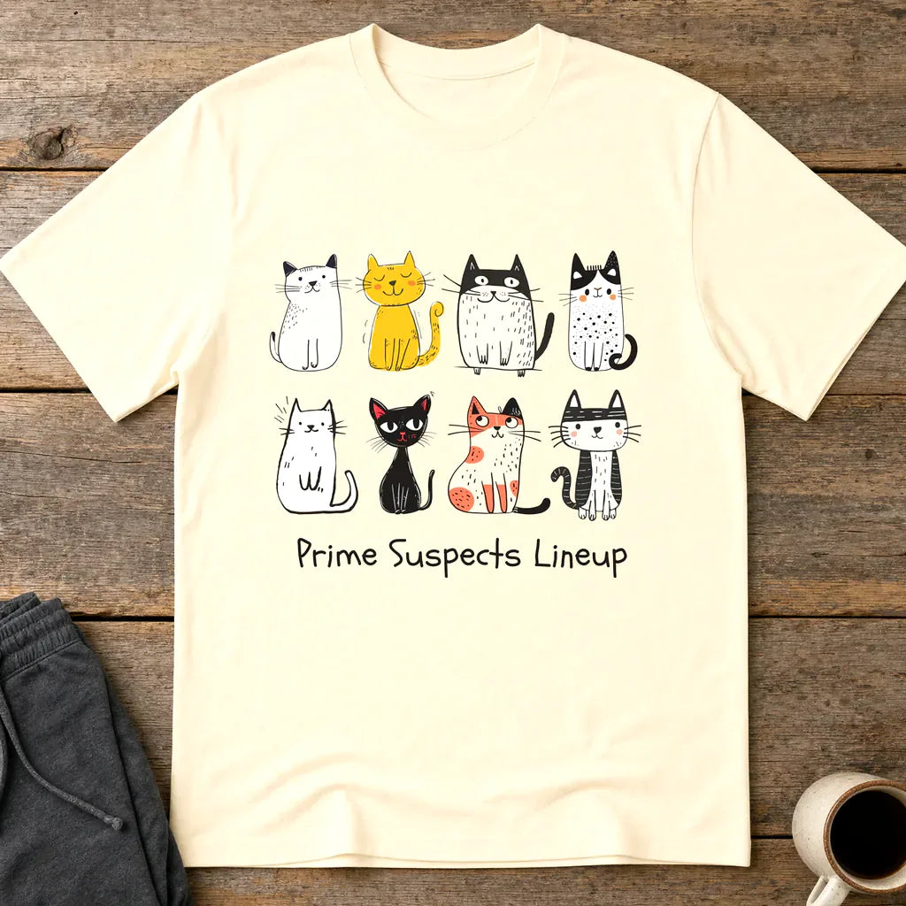 Quirky Cats Squad T-Shirt - Natural