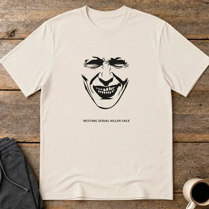 Resting Serial Killer Face T-Shirt - Ice Grey