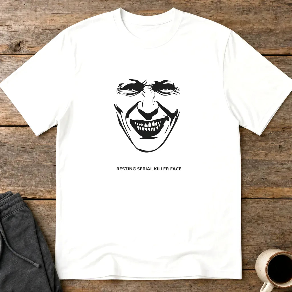Resting Serial Killer Face T-Shirt - White