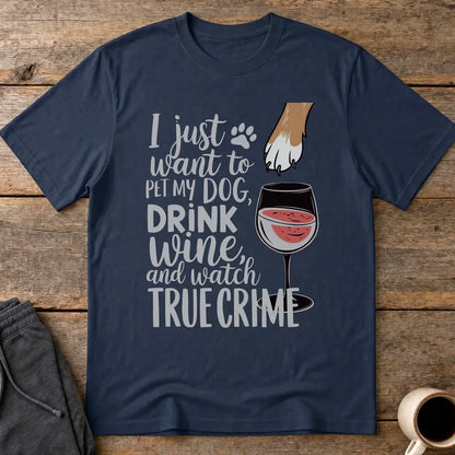 Wine, Dogs & True Crime T-Shirt - Navy