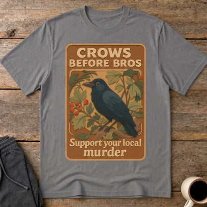 Crows Before Bros T-Shirt - Charcoal