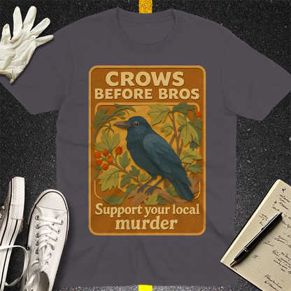 Crows Before Bros T-shirt - Charcoal