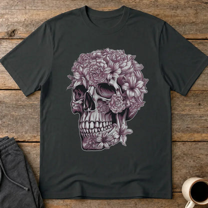 Floral Skull Bloom T-Shirt - Black