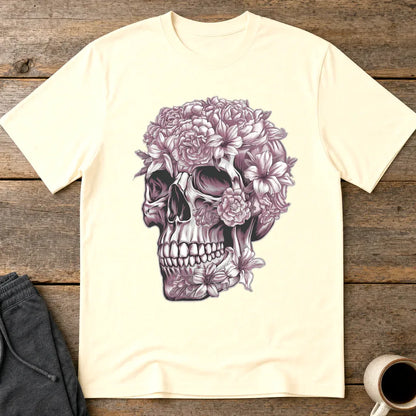 Floral Skull Bloom T-Shirt - Natural