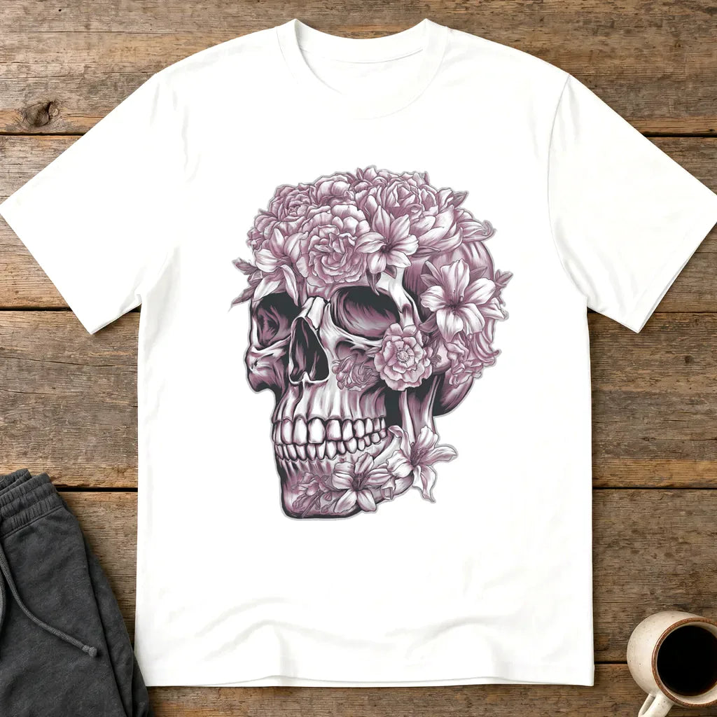 Floral Skull Bloom T-Shirt - White