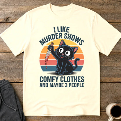 Murder Shows & Cats T-Shirt - Natural