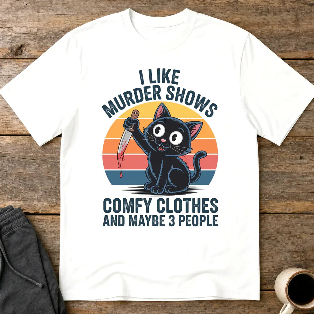 Murder Shows & Cats T-Shirt - White