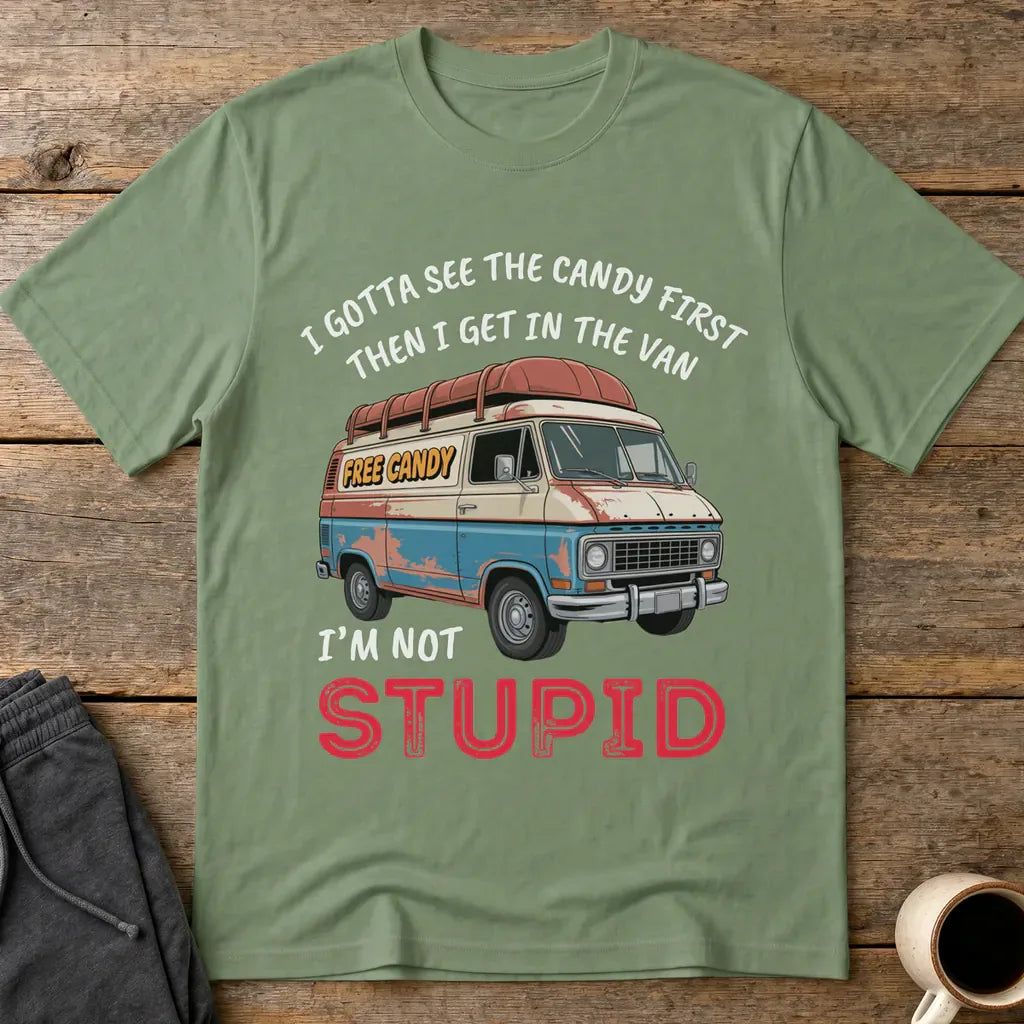 Not Stupid Candy Van T-Shirt - Military Green