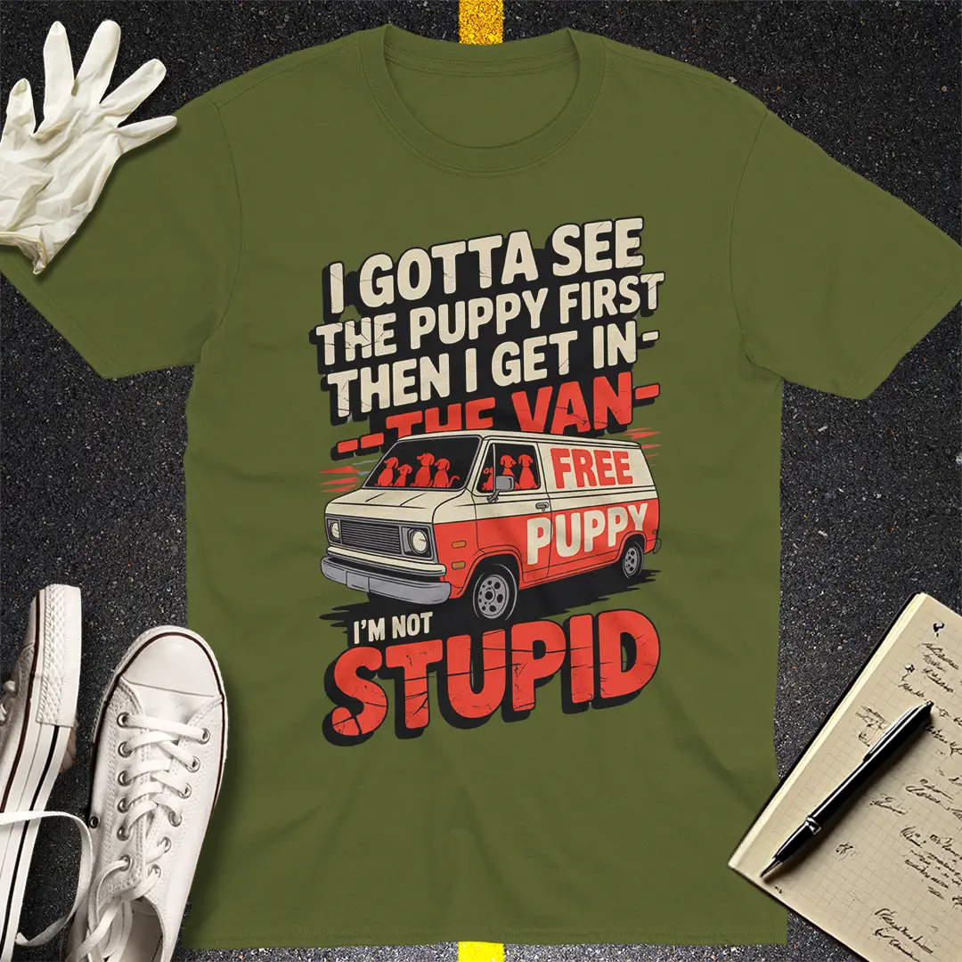 Free Puppy Logic T-Shirt - Military Green