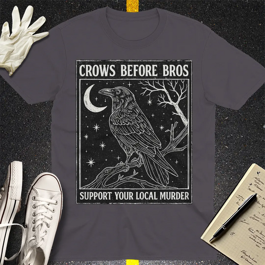Crows Before Bros T-Shirt - Charcoal