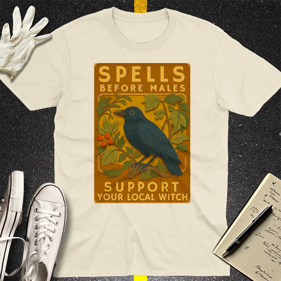 Spells Before Males T-Shirt - Natural