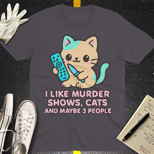 Murder Shows & Cats T-Shirt - Charcoal