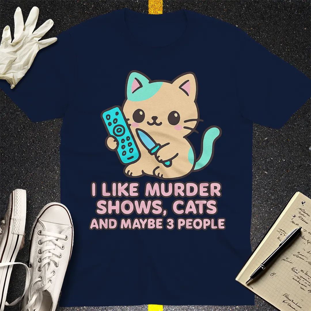 Murder Shows & Cats T-Shirt - Navy