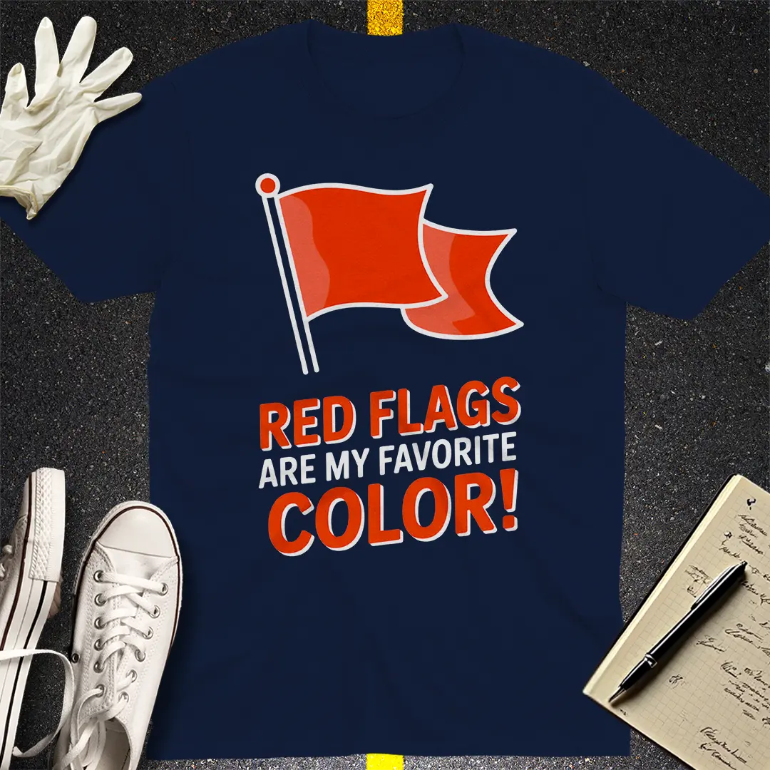 Red Flags Are My Favorite Color T-Shirt - Navy